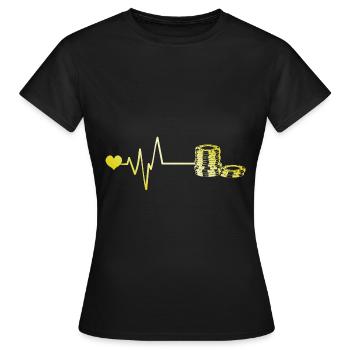 Poker jeton pouls coeur amour - T-shirt Femme - noir - Devant - AI Model Female 172 dark (172cm)