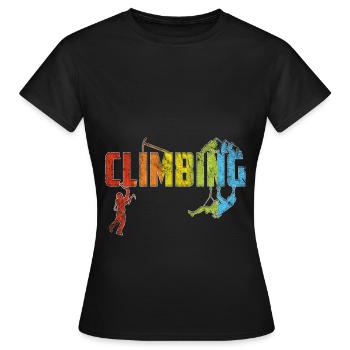 Climbing Bouldering Retro Mountain Gift TShirt I - Women's T-Shirt - black - Front - AI Model Female 172 dark (172cm)