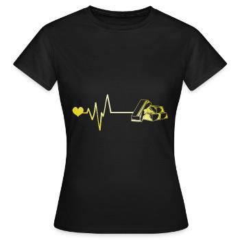 Impulsion d’or Coeur Amour - T-shirt Femme - noir - Devant - AI Model Female 172 dark (172cm)