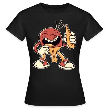 Table tennis bat with beer bottle beer plays - Women's T-Shirt - black - Front - AI Model Female 172 dark (172cm)