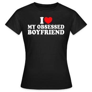 Adore Mon Copain J'aime Mon Petit Ami Obsédé - T-shirt Femme - noir - Devant - AI Model Female 172 dark (172cm)