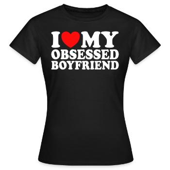 Adore Mon Copain J'aime Mon Petit Ami Obsédé - T-shirt Femme - noir - Devant - AI Model Female 172 dark (172cm)