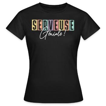Serveuse Géniale Bar Serveuse Humour - T-shirt Femme - noir - Devant - AI Model Female 172 dark (172cm)