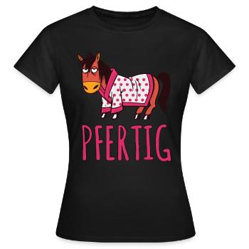 Pfertig Reiten gehen Reitverein Pferd - Frauen T-Shirt - Schwarz - Vorne - AI Model Female 172 dark (172cm)
