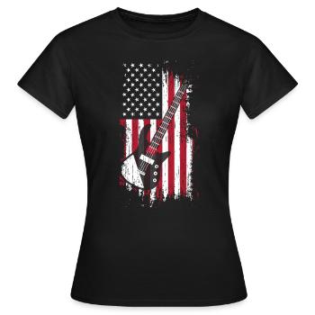 Gitara Amerykańska Flaga USA Vintage Music - Koszulka damska - czarny - Przód - AI Model Female 172 dark (172cm)