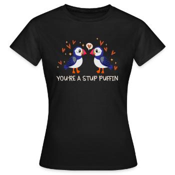 Stud Puffin Hearts Puffins Love Seabird - Women's T-Shirt - black - Front - AI Model Female 172 dark (172cm)
