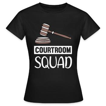 ESCOUADE DE SALLE D’AUDIENCE Étudiants en droit, candidats à l’examen - T-shirt Femme - noir - Devant - AI Model Female 172 dark (172cm)