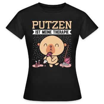 PUTZEN IST MEINE THERAPIE - Frauen T-Shirt - Schwarz - Vorne - AI Model Female 172 dark (172cm)