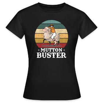 Vintage Mutton Buster Sheep Riding Shepherd - Women's T-Shirt - black - Front - AI Model Female 172 dark (172cm)