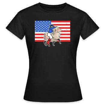 Mutton Buster USA Flag Sheep Rider - Women's T-Shirt - black - Front - AI Model Female 172 dark (172cm)