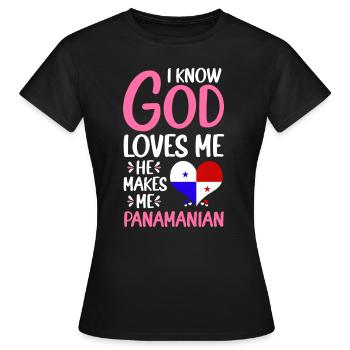 Gott Liebt Mich Panamaer Panamaerin Heimatland - Frauen T-Shirt - Schwarz - Vorne - AI Model Female 172 dark (172cm)