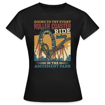 Roller coasters amusement park amusement park Vintage - Women's T-Shirt - black - Front - AI Model Female 172 dark (172cm)