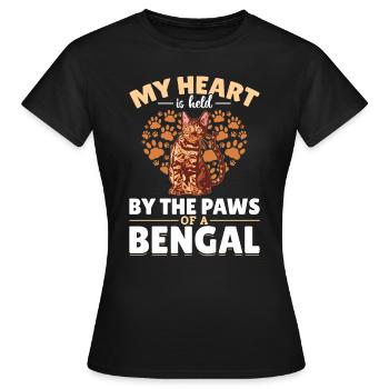 Herz Gehört Bengal Katze Geschenk Samtpfote - Frauen T-Shirt - Schwarz - Vorne - AI Model Female 172 dark (172cm)