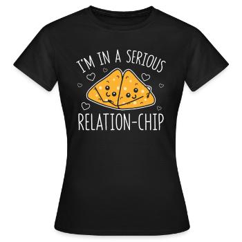 Serious Relation-Chip Tacos Nachos Beziehung - Frauen T-Shirt - Schwarz - Vorne - AI Model Female 172 dark (172cm)