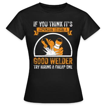 Schweißen Elektorschweißen Brennen Schweißbrenner - Frauen T-Shirt - Schwarz - Vorne - AI Model Female 172 dark (172cm)