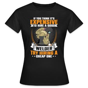 Schweißen Elektorschweißen Brennen Schweißbrenner - Frauen T-Shirt - Schwarz - Vorne - AI Model Female 172 dark (172cm)