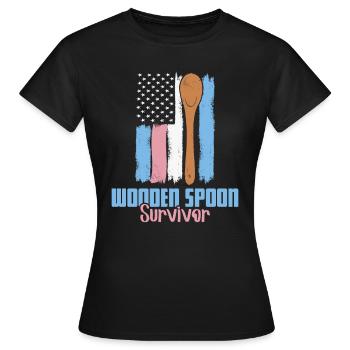 Cuillère en bois Survivor USA drapeau cuillère en bois - T-shirt Femme - noir - Devant - AI Model Female 172 dark (172cm)