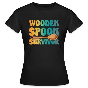 Cuillère en bois survivant Vintage parentalité cadeau - T-shirt Femme - noir - Devant - AI Model Female 172 dark (172cm)