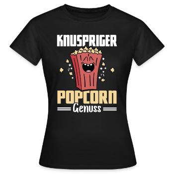 Knuspriger Popcorn Genuss - Popcorn Maschine - Frauen T-Shirt - Schwarz - Vorne - AI Model Female 172 dark (172cm)