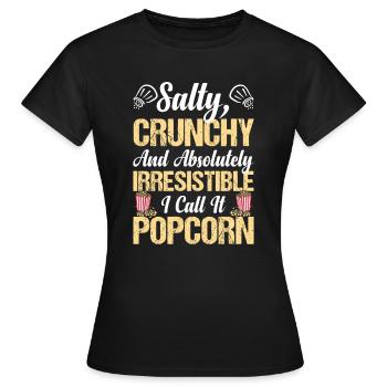 Maïs soufflé salé et croquant Maïs soufflé au beurre Maïs soufflé Maïs soufflé - T-shirt Femme - noir - Devant - AI Model Female 172 dark (172cm)