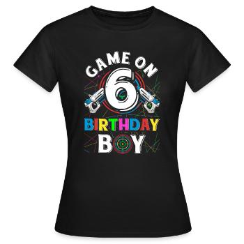 Lasertag Game On 6 Birthday Boy Indoor Laser Tag - Frauen T-Shirt - Schwarz - Vorne - AI Model Female 172 dark (172cm)