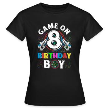 Lasertag Game On 8 Birthday Boy Indoor Laser Tag - Frauen T-Shirt - Schwarz - Vorne - AI Model Female 172 dark (172cm)