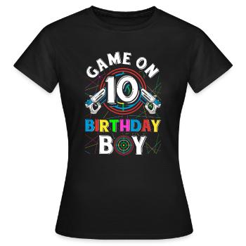 Lasertag Game On 10 Birthday Boy Indoor Laser Tag - Frauen T-Shirt - Schwarz - Vorne - AI Model Female 172 dark (172cm)