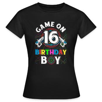 Lasertag Game On 16 Birthday Boy Indoor Laser Tag - Frauen T-Shirt - Schwarz - Vorne - AI Model Female 172 dark (172cm)