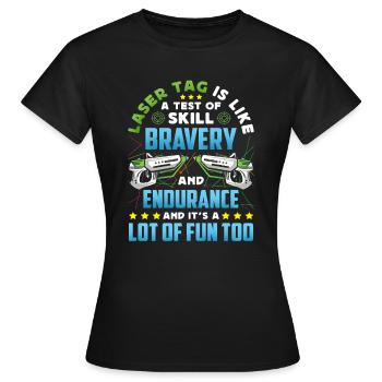 Laser Tag Geschenk Lastertag Spieler Jungs - Frauen T-Shirt - Schwarz - Vorne - AI Model Female 172 dark (172cm)