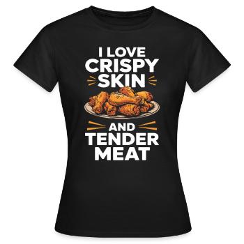 Ailes de poulet Lover Peau croustillante Viande tendre - T-shirt Femme - noir - Devant - AI Model Female 172 dark (172cm)