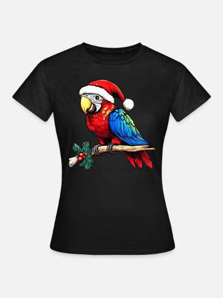 Weihnachten Papageien - Frauen T-Shirt - Schwarz