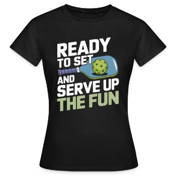 Pickleball Teamsport Paddleball Spielen - Frauen T-Shirt - Schwarz - Vorne - AI Model Female 172 dark (172cm)