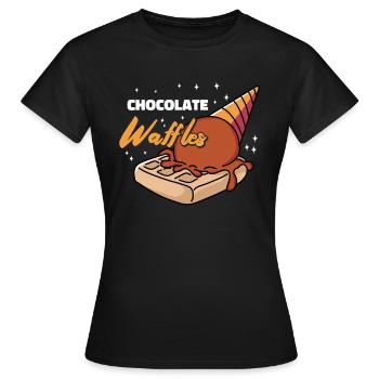 Schokoladenwaffeln Sirup Frühstückswaffeln - Frauen T-Shirt - Schwarz - Vorne - AI Model Female 172 dark (172cm)