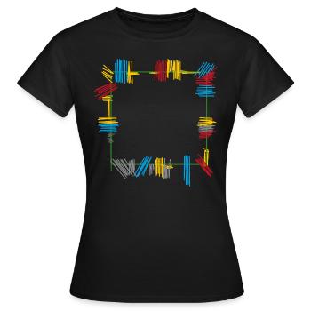 Rahmen Bunt - Frauen T-Shirt - Schwarz - Vorne - AI Model Female 172 dark (172cm)