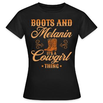 Western Country Afro Women - Women's T-Shirt - black - Front - AI Model Female 172 dark (172cm)