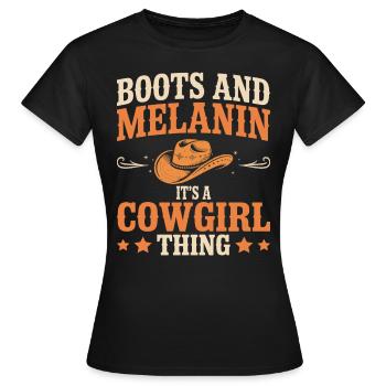 Western Country Afro Women - Women's T-Shirt - black - Front - AI Model Female 172 dark (172cm)