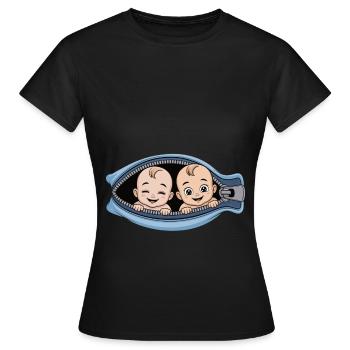 Maman Annonce Grossesse Jumeaux - T-shirt Femme - noir - Devant - AI Model Female 172 dark (172cm)