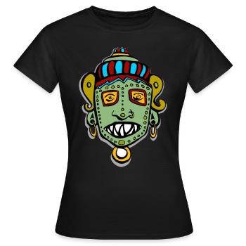 Visage de tête de masque tribal indien maya inka - T-shirt Femme - noir - Devant - AI Model Female 172 dark (172cm)