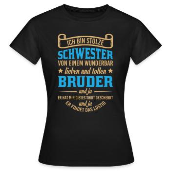 Sister gift funny saying brother family - Women's T-Shirt - black - Front - AI Model Female 172 dark (172cm)