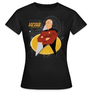Star Trek La Nouvelle Génération Captain Picard - T-shirt Femme - noir - Devant - AI Model Female 172 dark (172cm)