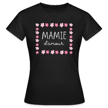 Mamie d'amour cadeau fête des grands mères - T-shirt Femme - noir - Devant - AI Model Female 172 dark (172cm)