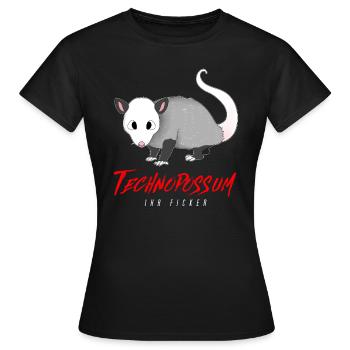 TECHNO TECHNOPOSSUM IHR FICKER OPOSSUM - Frauen T-Shirt - Schwarz - Vorne - AI Model Female 172 dark (172cm)