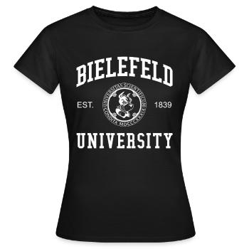 Bielefeld University Universität Hochschule Uni - Frauen T-Shirt - Schwarz - Vorne - AI Model Female 172 dark (172cm)