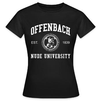 Offenbach, Nude University, University of Applied Sciences - Women's T-Shirt - black - Front - AI Model Female 172 dark (172cm)