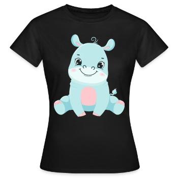 Hippo Familie Mutter Baby T-Shirt - Frauen T-Shirt - Schwarz - Vorne - AI Model Female 172 dark (172cm)