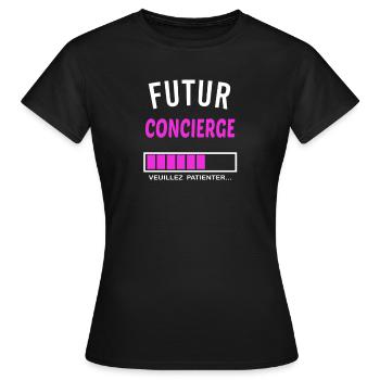 futur concierge - T-shirt Femme - noir - Devant - AI Model Female 172 dark (172cm)