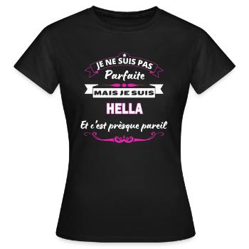 je ne suis pas Parfaite Hella - T-shirt Femme - noir - Devant - AI Model Female 172 dark (172cm)