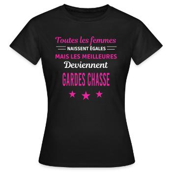 femmes naissent les meilleurs gardes chasse - T-shirt Femme - noir - Devant - AI Model Female 172 dark (172cm)