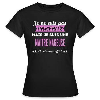 Je ne suis pas parfaite maitre nageuse - T-shirt Femme - noir - Devant - AI Model Female 172 dark (172cm)