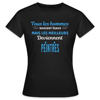 tous les hommes naissent égaux Peintres - T-shirt Femme - noir - Devant - AI Model Female 172 dark (172cm)